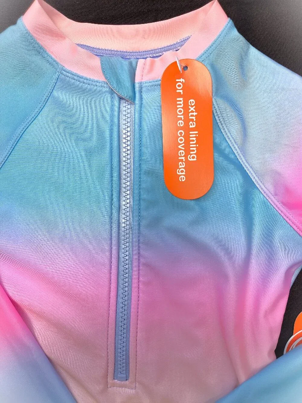 LONG SLEEVE ZIP RASHGUARD ONE PIECE RAINBOW SWIMSUIT